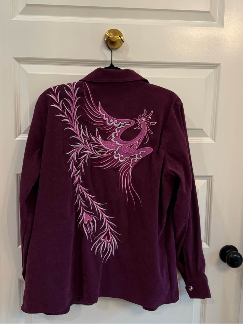 Bob Mackie Wearable Art Purple Faux Suede Phoenix Jacket Boho Glam Vintage L - Picture 9 of 10